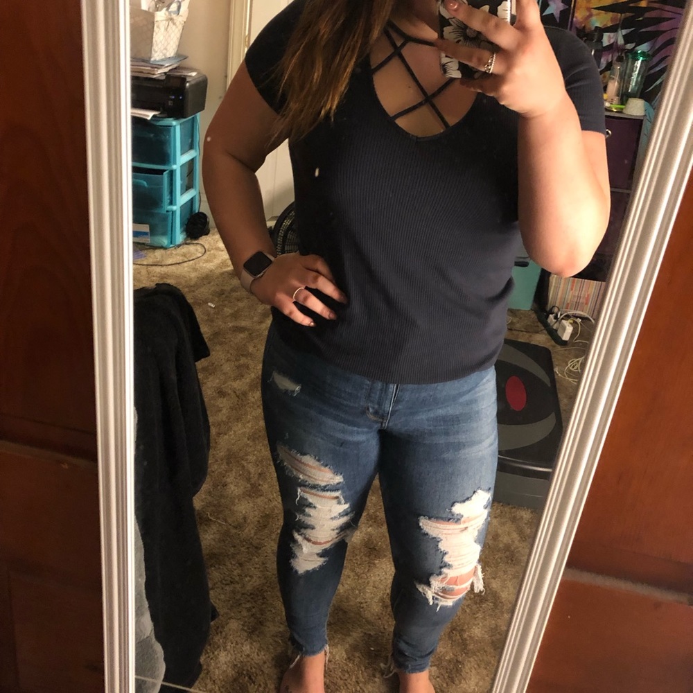 fitted american eagle top